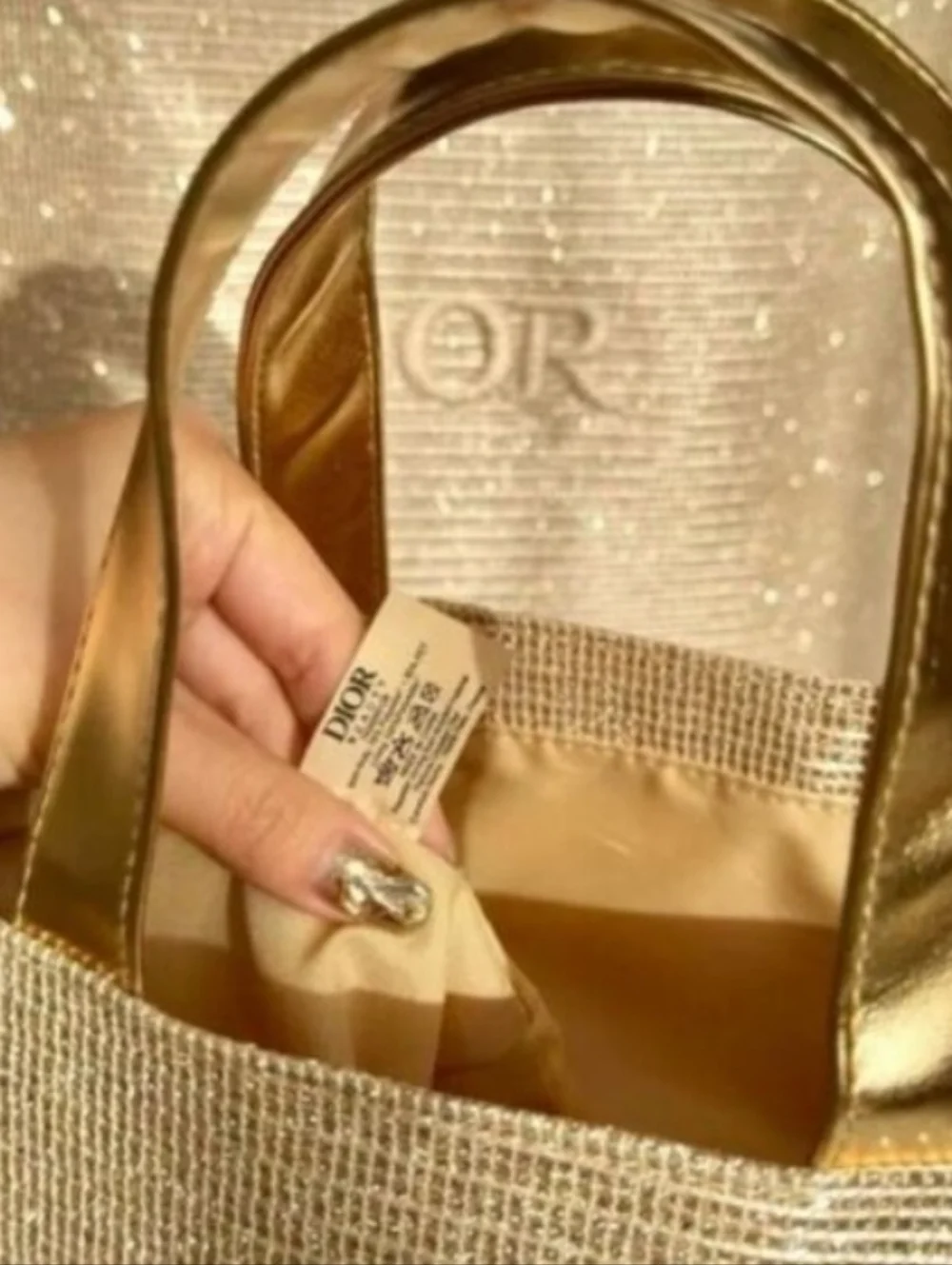 Limited Edition DIOR logo Sparkle Tote Bag (Gold 💛) - Picture 3 of 5
